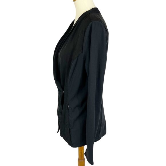 Athleta Yama Blazer Wrap Jacket Women's Small Black Snap Closure Zip Pockets - Picture 3 of 12